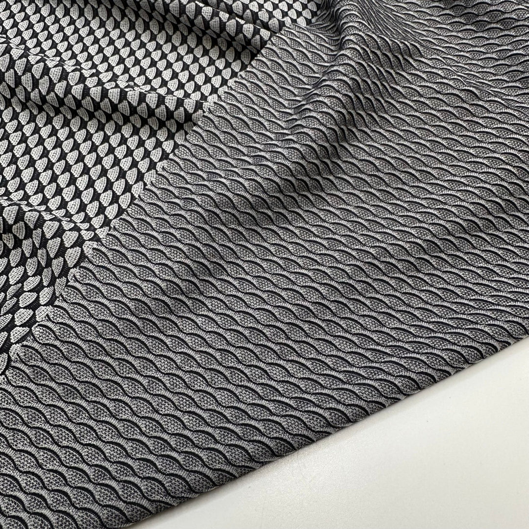 Smooth Disguise - Sport Mesh Poly/Spandex Knit - Grey/Black Geometric - 2M Bundle - True Deadstock fabric Fabric by private - Sustainable Textile | FABCYCLE