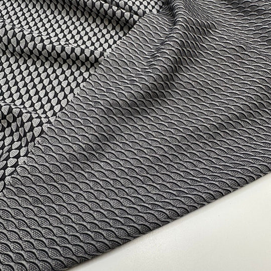 Smooth Disguise - Sport Mesh Poly/Spandex Knit - Grey/Black Geometric - 2M Bundle - True Deadstock fabric Fabric by private - Sustainable Textile | FABCYCLE