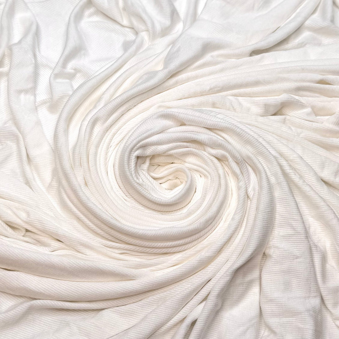 Snowberry - Rib Knit Bamboo Blend Knit - White - 2.6M Bundle - True Deadstock fabric Fabric by private - Sustainable Textile | FABCYCLE