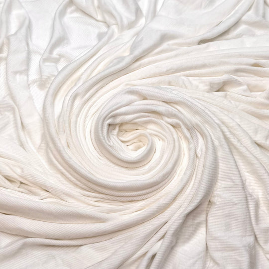 Snowberry - Rib Knit Bamboo Blend Knit - White - 2.6M Bundle - True Deadstock fabric Fabric by private - Sustainable Textile | FABCYCLE