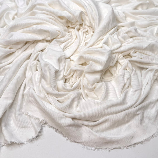Snowberry - Rib Knit Bamboo Blend Knit - White - 2.6M Bundle - True Deadstock fabric Fabric by private - Sustainable Textile | FABCYCLE
