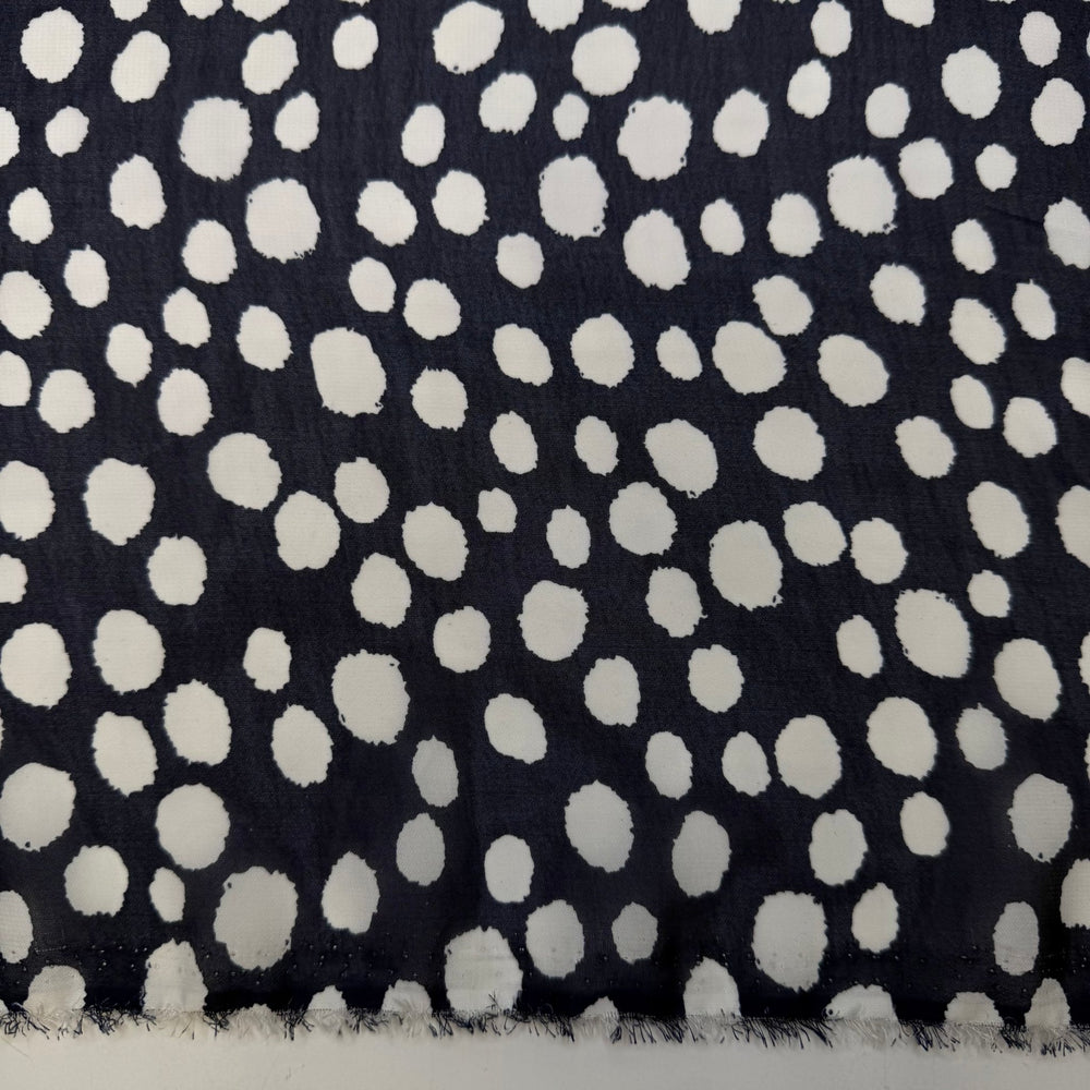 Snowflake Obsidian - Chiffon Poly Woven - White/Navy Polka Dots - Bundles - True Deadstock fabric Fabric by private - Sustainable Textile | FABCYCLE