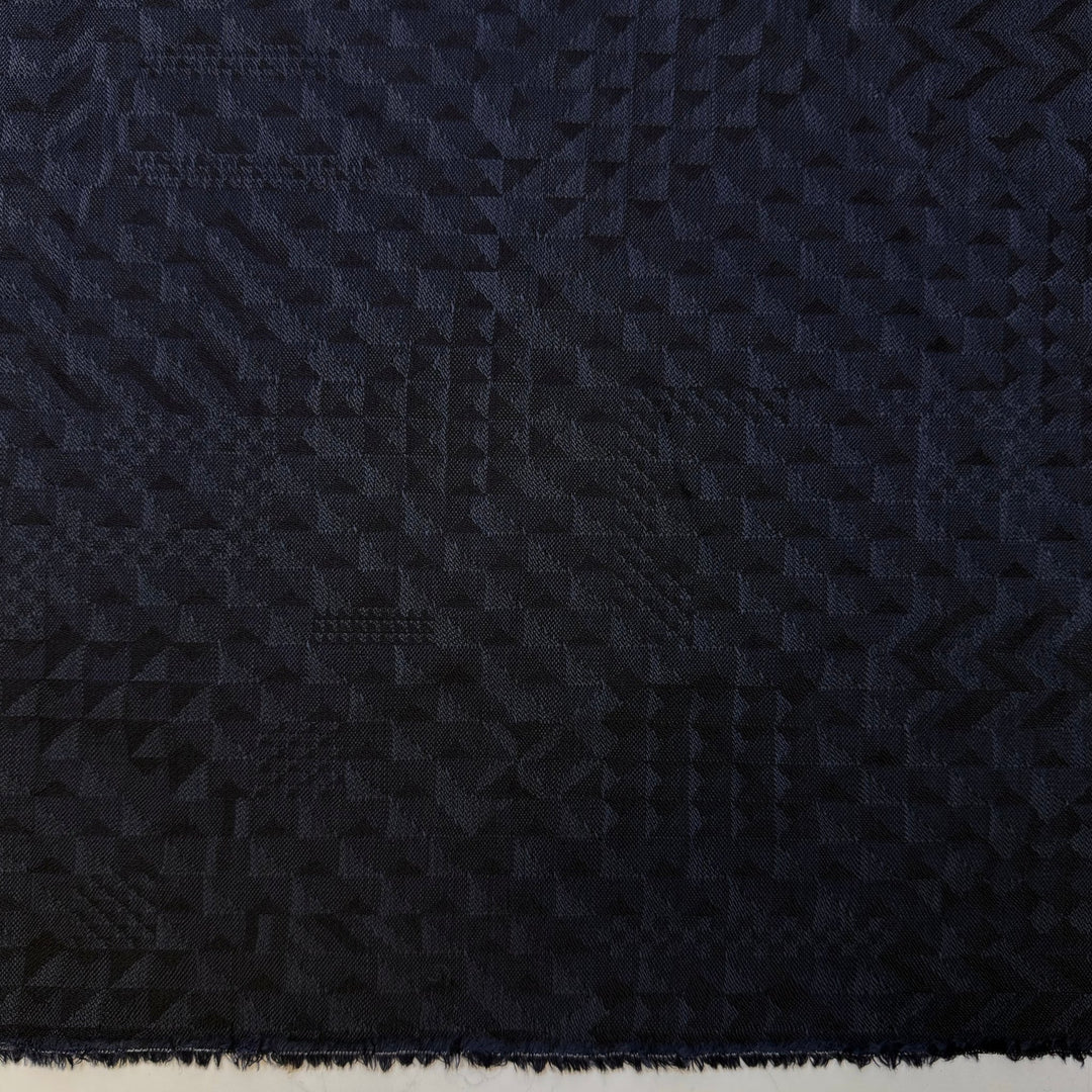 So Many Facets - Wool Woven - Dark Navy Geometric - 1.5M Bundle - True Deadstock fabric Fabric by private - Sustainable Textile | FABCYCLE