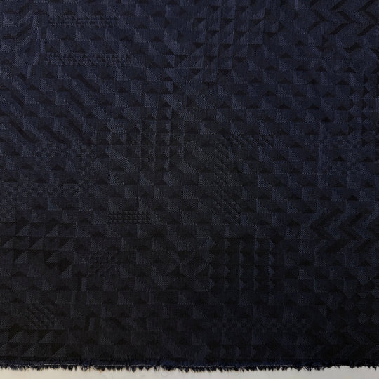 So Many Facets - Wool Woven - Dark Navy Geometric - 1.5M Bundle - True Deadstock fabric Fabric by private - Sustainable Textile | FABCYCLE