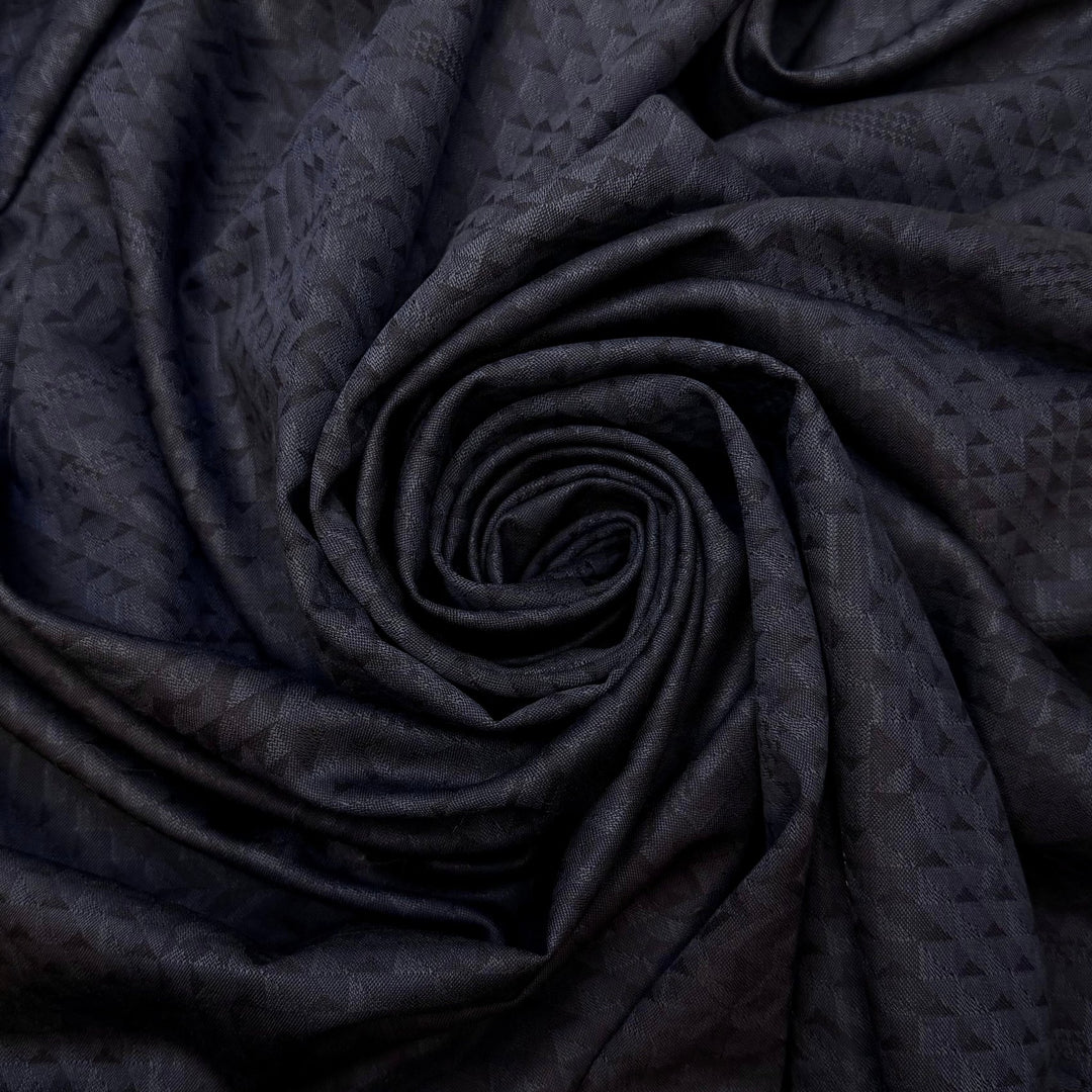 So Many Facets - Wool Woven - Dark Navy Geometric - 1.5M Bundle - True Deadstock fabric Fabric by private - Sustainable Textile | FABCYCLE