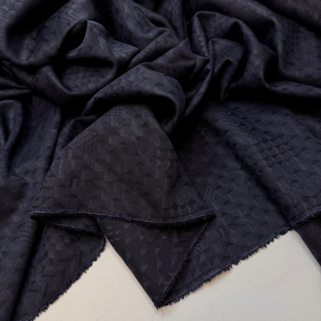 So Many Facets - Wool Woven - Dark Navy Geometric - 1.5M Bundle - True Deadstock fabric Fabric by private - Sustainable Textile | FABCYCLE