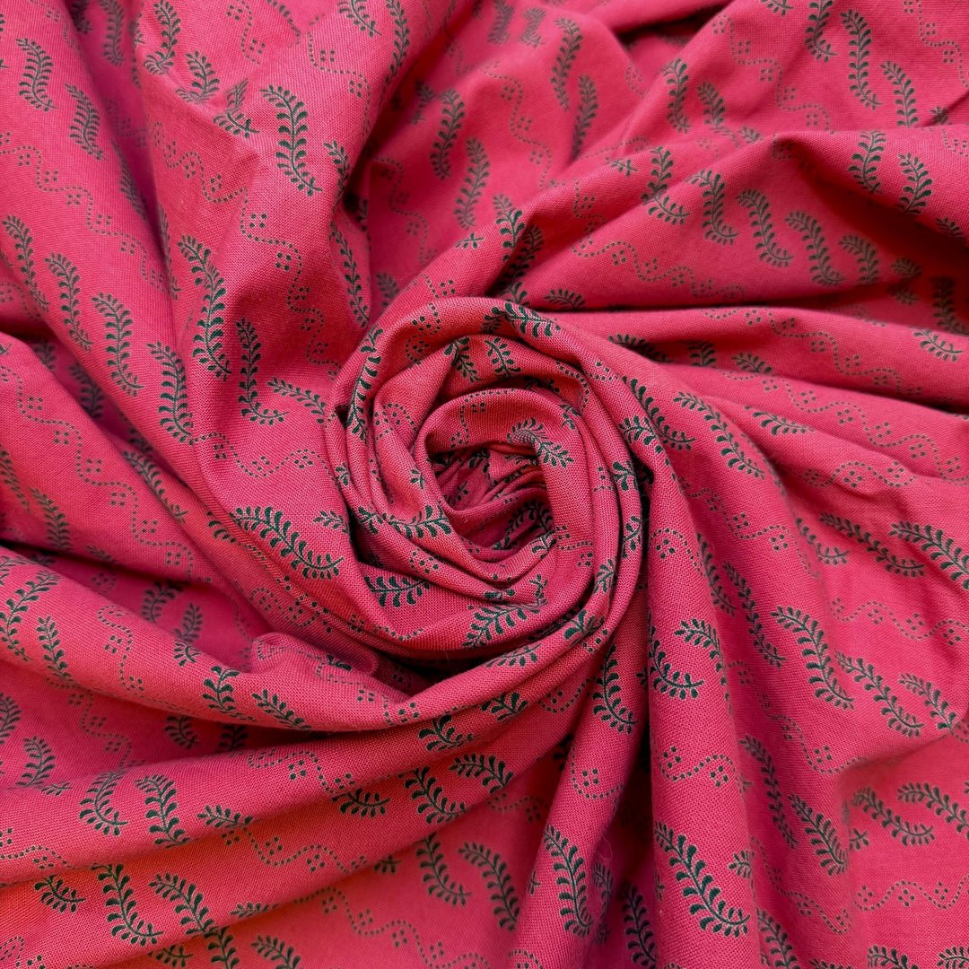 So Many Uses For Berries - Cotton Woven - Pink/Black Floral - 1.8M Bundle - True Deadstock fabric Fabric by private - Sustainable Textile | FABCYCLE