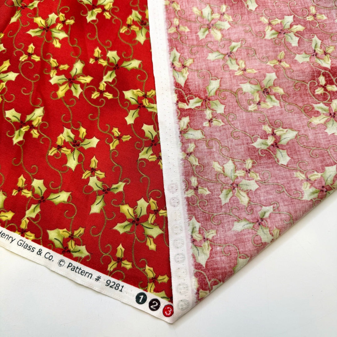 So This Is Christmas - Cotton Woven - Red/Green Floral - 1.6M Bundle - True Deadstock fabric Fabric by private - Sustainable Textile | FABCYCLE