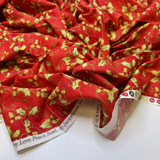 So This Is Christmas - Cotton Woven - Red/Green Floral - 1.6M Bundle - True Deadstock fabric Fabric by private - Sustainable Textile | FABCYCLE