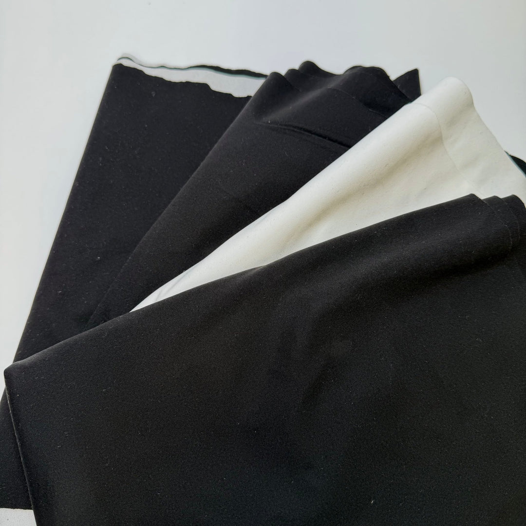 Soft Shell 4 Pack - Soft Shell Nylon Blend Knit - White/Black - Less Than 0.5M Pieces - True Deadstock fabric Fabric by private - Sustainable Textile | FABCYCLE