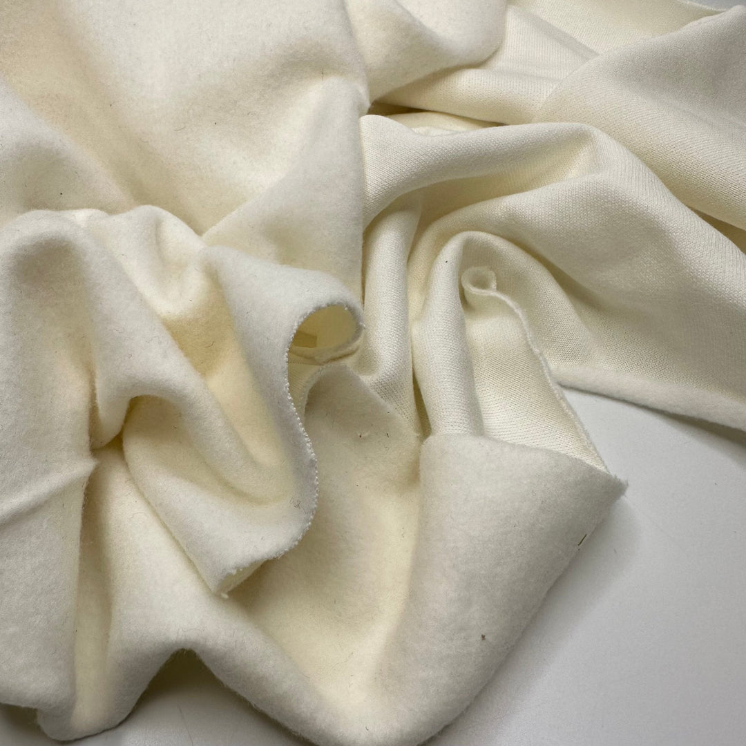 Soft Snow Tumble - Tubular Jersey Fleece Cotton Blend Knit - White/Cream - 2M Bundle - True Deadstock fabric Fabric by private - Sustainable Textile | FABCYCLE
