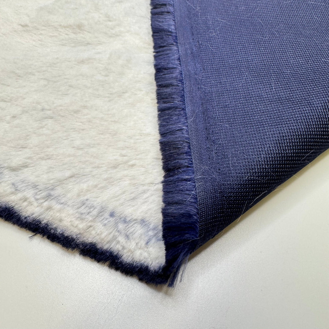 Softer Than The Cat - Nylon Backing Minky Faux Fur Polyester Blend Knit - White/Navy - 2.8M Bundle - True Deadstock fabric Fabric by private - Sustainable Textile | FABCYCLE