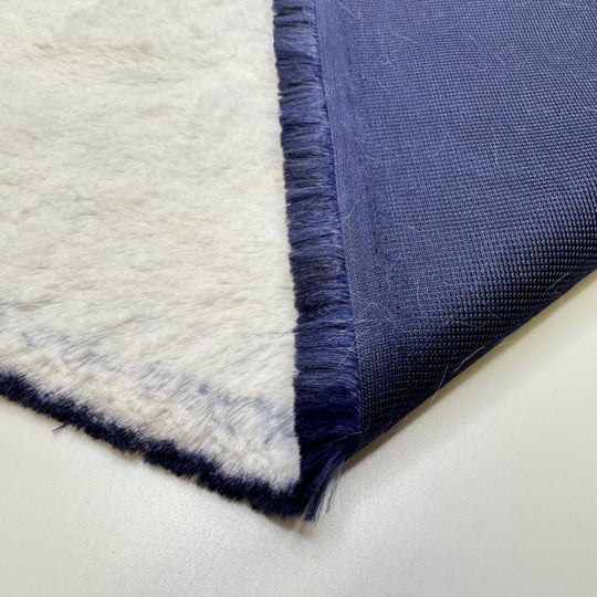 Softer Than The Cat - Nylon Backing Minky Faux Fur Polyester Blend Knit - White/Navy - 2.8M Bundle - True Deadstock fabric Fabric by private - Sustainable Textile | FABCYCLE