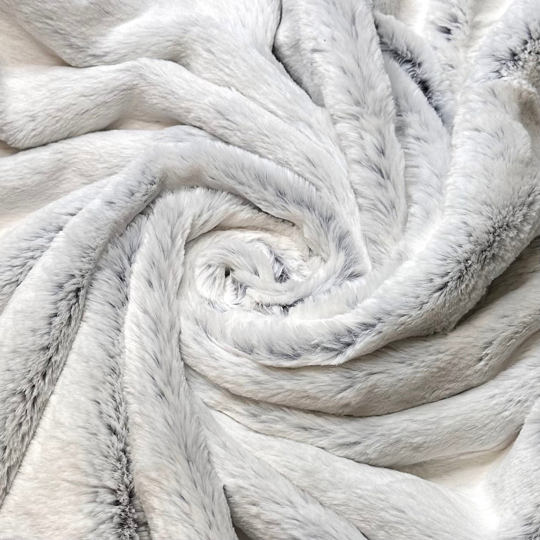 Softer Than The Cat - Nylon Backing Minky Faux Fur Polyester Blend Knit - White/Navy - 2.8M Bundle - True Deadstock fabric Fabric by private - Sustainable Textile | FABCYCLE