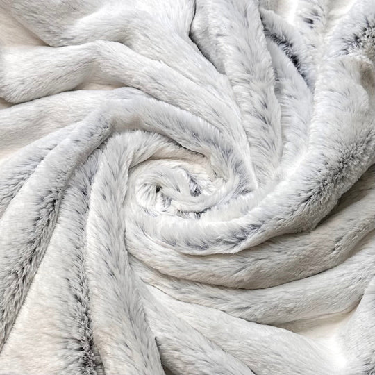 Softer Than The Cat - Nylon Backing Minky Faux Fur Polyester Blend Knit - White/Navy - 2.8M Bundle - True Deadstock fabric Fabric by private - Sustainable Textile | FABCYCLE
