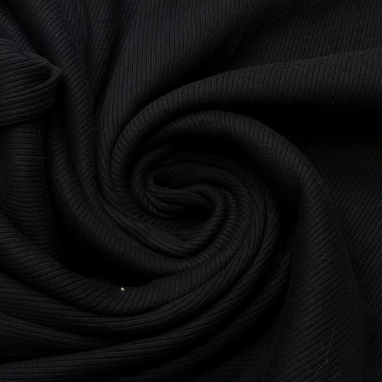 Solar Farm - Tubular Rib Knit Cotton Blend Knit - Black - Bundles - True Deadstock fabric Fabric by private - Sustainable Textile | FABCYCLE