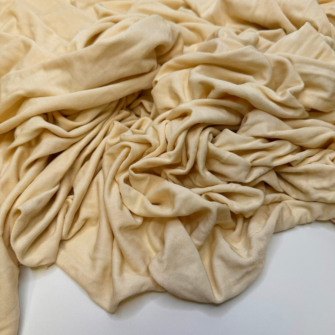 Sorting My Stash - Jersey Natural Blend Knit - Dark Cream - 2.7M Bundle - True Deadstock fabric Fabric by private - Sustainable Textile | FABCYCLE