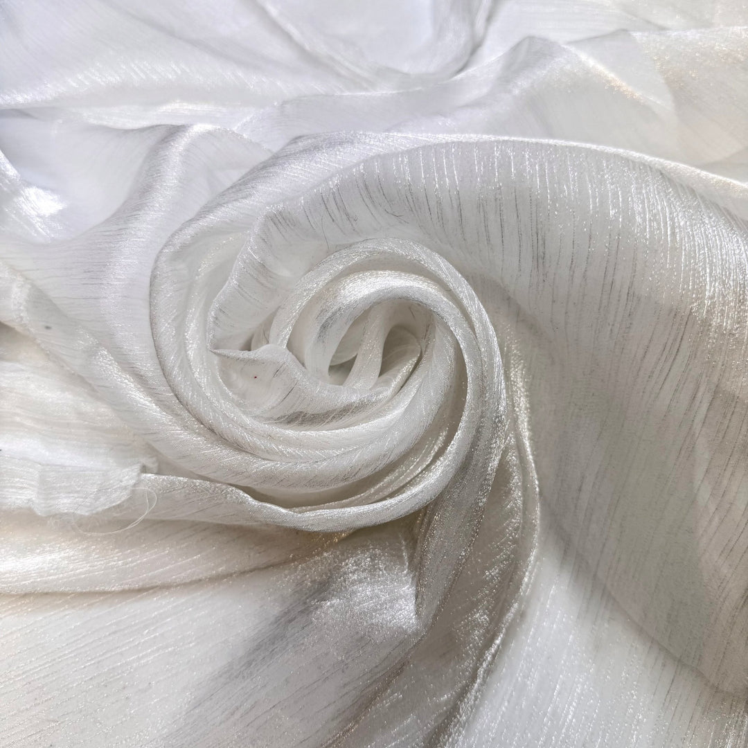 Sparkling Clean Stash - Metallic, Crinkle Chiffon Polyester Blend Woven - White - 2.2M Bundle - True Deadstock fabric Fabric by private - Sustainable Textile | FABCYCLE