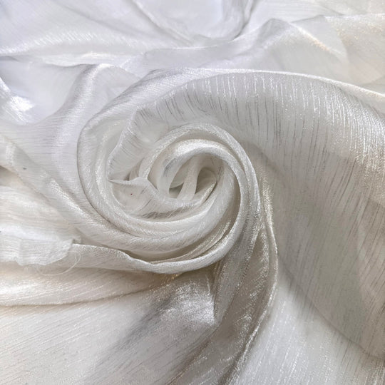 Sparkling Clean Stash - Metallic, Crinkle Chiffon Polyester Blend Woven - White - 2.2M Bundle - True Deadstock fabric Fabric by private - Sustainable Textile | FABCYCLE