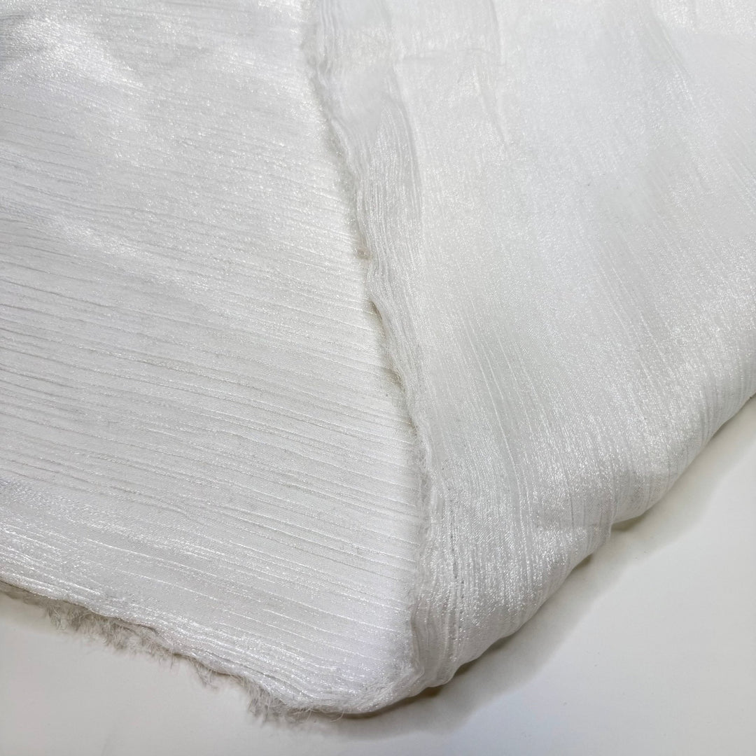 Sparkling Clean Stash - Metallic, Crinkle Chiffon Polyester Blend Woven - White - 2.2M Bundle - True Deadstock fabric Fabric by private - Sustainable Textile | FABCYCLE
