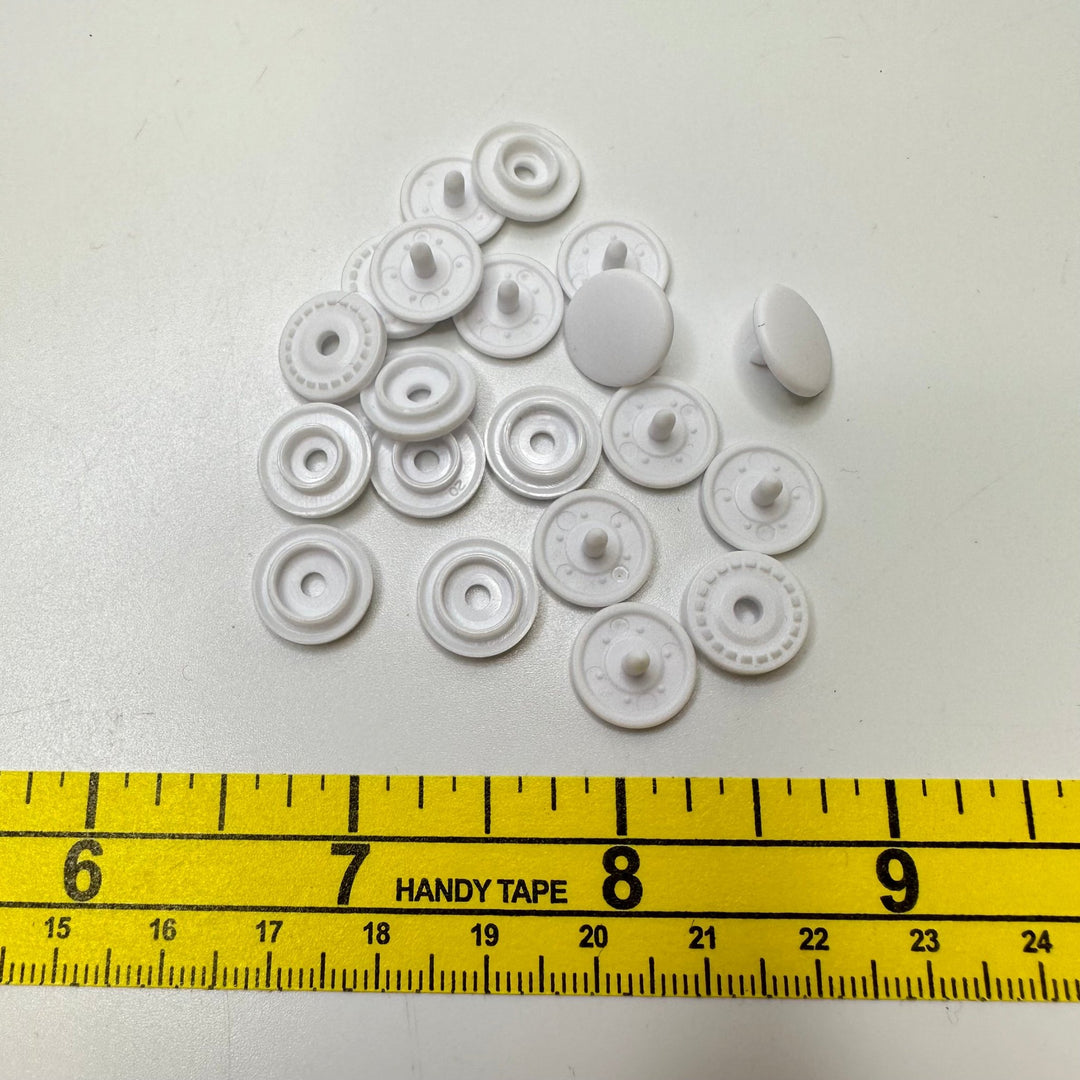 Spring Snap Button - 10MM - White - 20 Pack - True Deadstock supplies Fabric by private - Sustainable Textile | FABCYCLE
