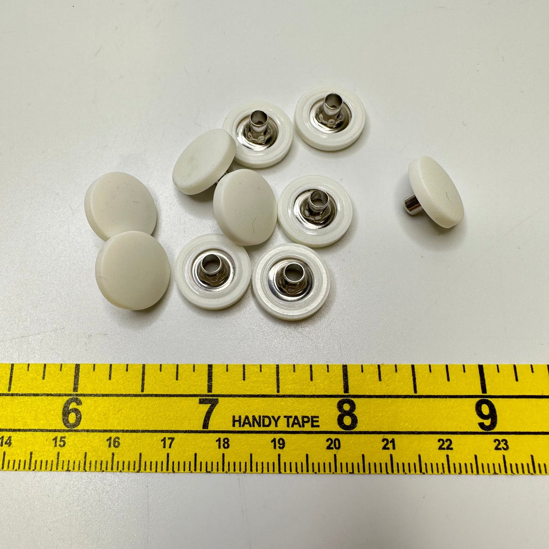 Spring Snap Button - 15MM Metal - White - 10 Pack - True Deadstock supplies Fabric by private - Sustainable Textile | FABCYCLE