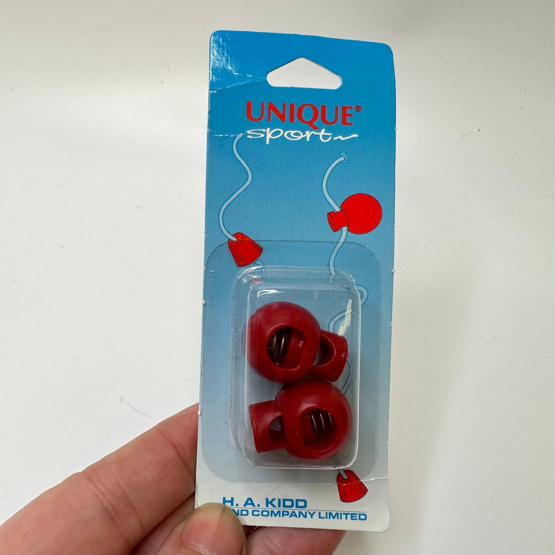 Spring Toggle Stops Button - 15MM Plastic - Red - 2 Pack - True Deadstock supplies Fabric by private - Sustainable Textile | FABCYCLE