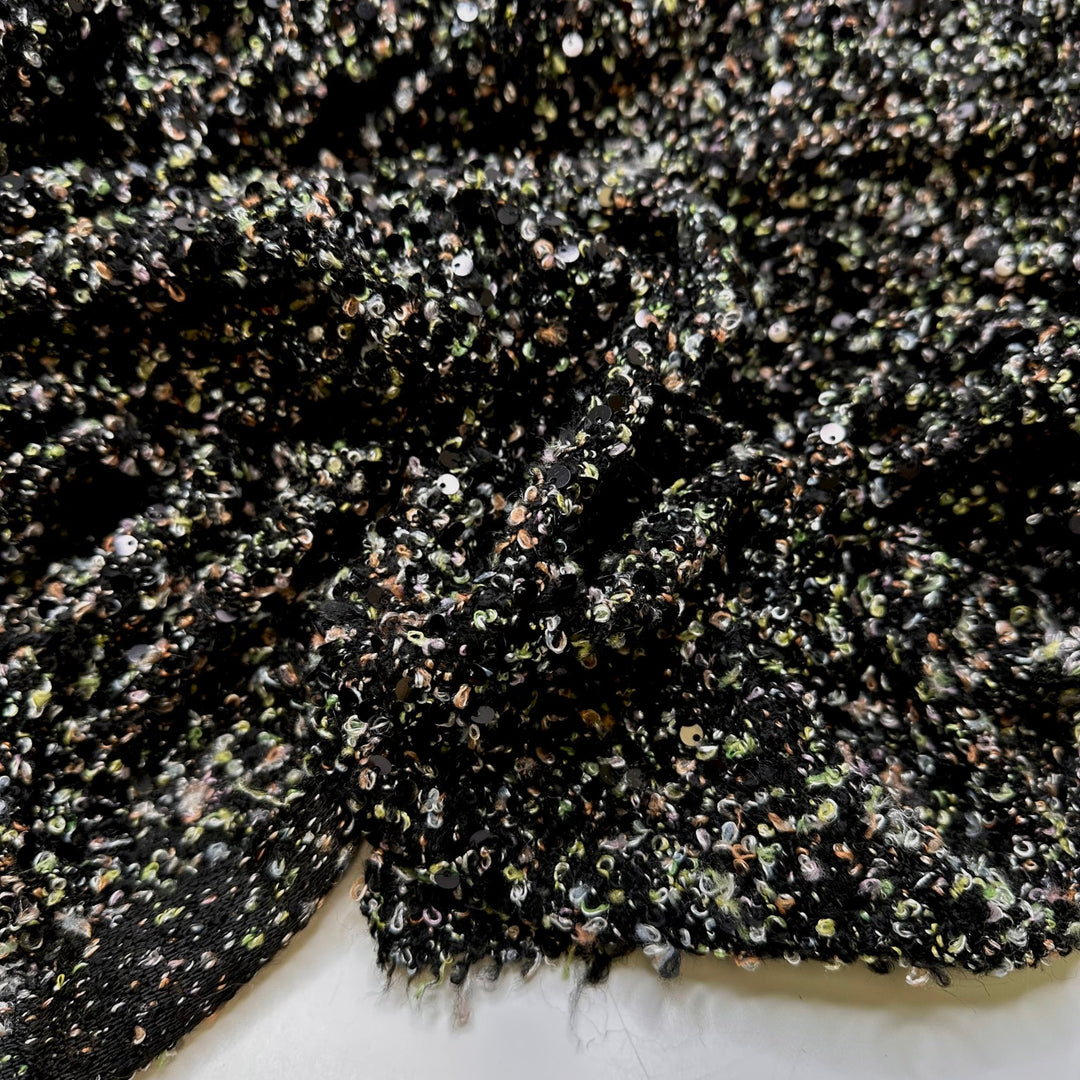Springing Into Action - Sequins Poly Knit - Black Multi - 3.6M Bundle - True Deadstock fabric Fabric by private - Sustainable Textile | FABCYCLE