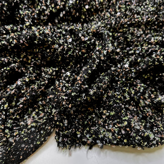 Springing Into Action - Sequins Poly Knit - Black Multi - 3.6M Bundle - True Deadstock fabric Fabric by private - Sustainable Textile | FABCYCLE
