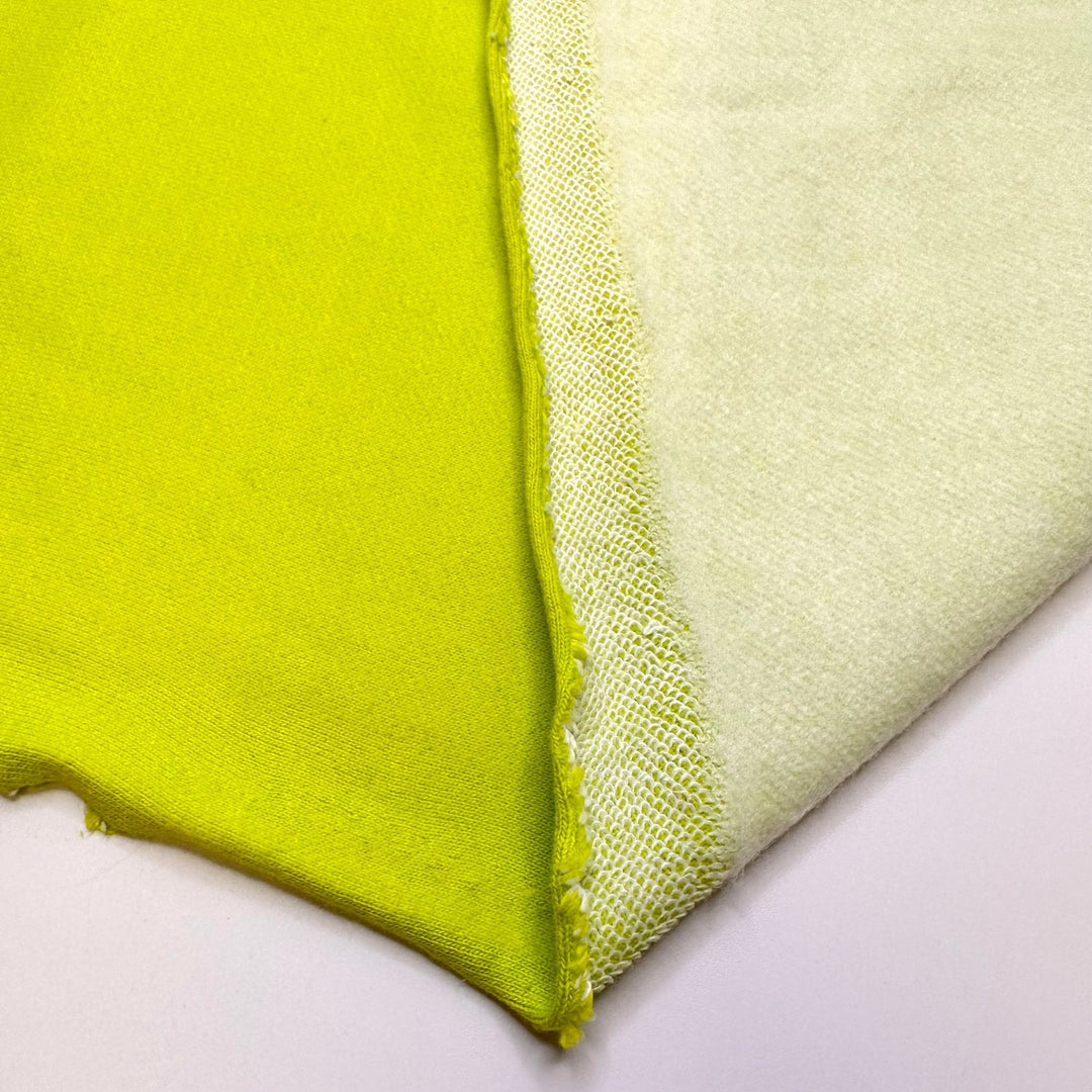 Standing Out At Work - Jersey Fleece Cotton Blend Knit - Lime Green - 1.6M Bundle - True Deadstock fabric Fabric by private - Sustainable Textile | FABCYCLE
