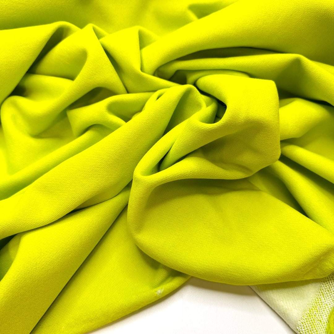 Standing Out At Work - Jersey Fleece Cotton Blend Knit - Lime Green - 1.6M Bundle - True Deadstock fabric Fabric by private - Sustainable Textile | FABCYCLE