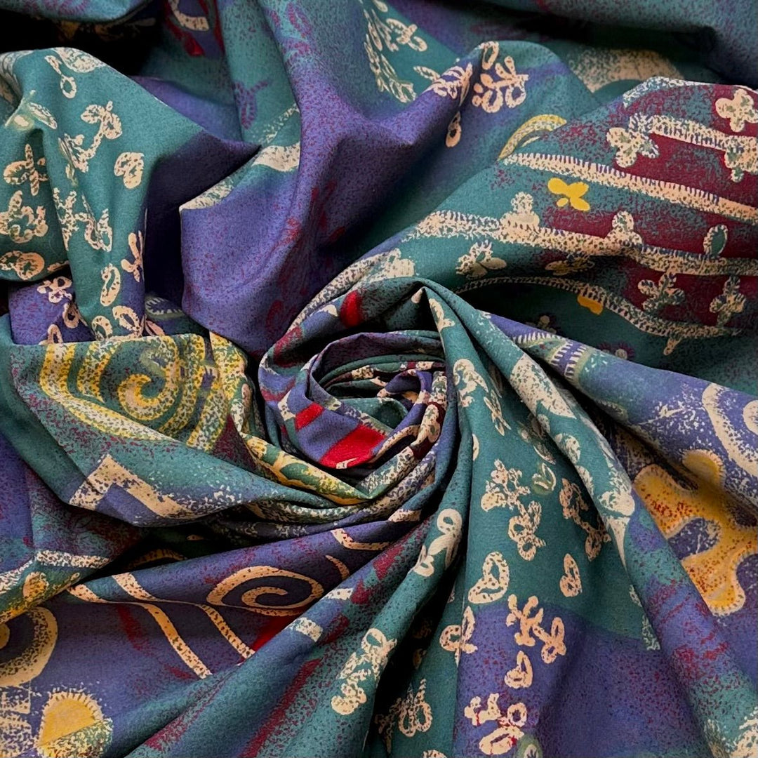 Standing Out From The Crowd - Vintage Cotton Woven - Teal Multi Floral - 1.4M Bundle - True Deadstock fabric Fabric by private - Sustainable Textile | FABCYCLE