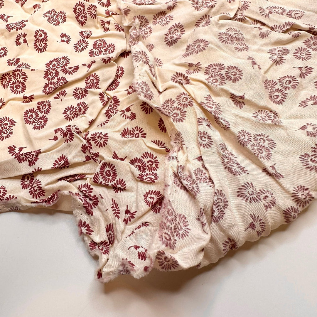 Standing Out In A Crowd - Cotton/Bamboo Woven - Light Cream/Burgundy Floral - 1M Bundle - True Deadstock fabric Fabric by private - Sustainable Textile | FABCYCLE