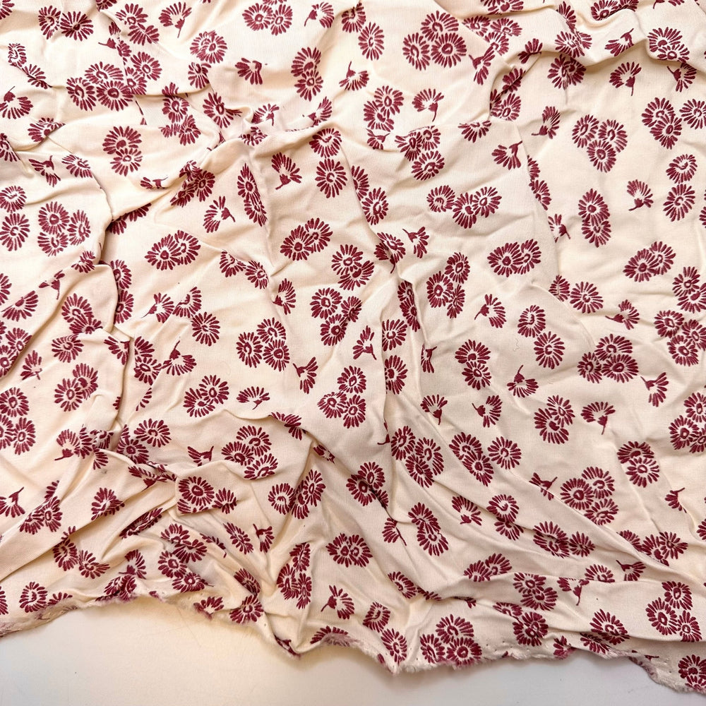Standing Out In A Crowd - Cotton/Bamboo Woven - Light Cream/Burgundy Floral - 1M Bundle - True Deadstock fabric Fabric by private - Sustainable Textile | FABCYCLE