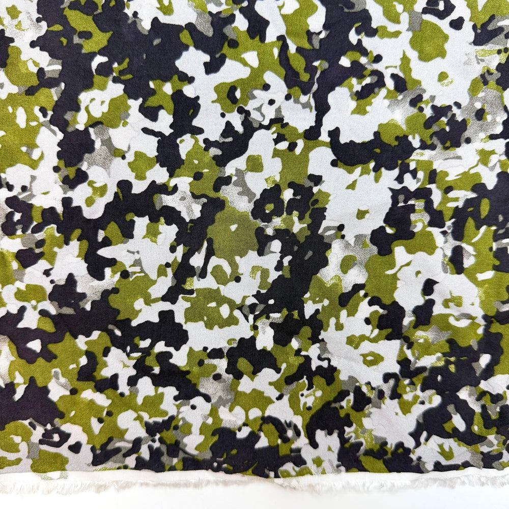 Star Crossed Lovers - Rayon Blend Woven - Green/Black Camo - 1.25M Bundle - True Deadstock fabric Fabric by private - Sustainable Textile | FABCYCLE