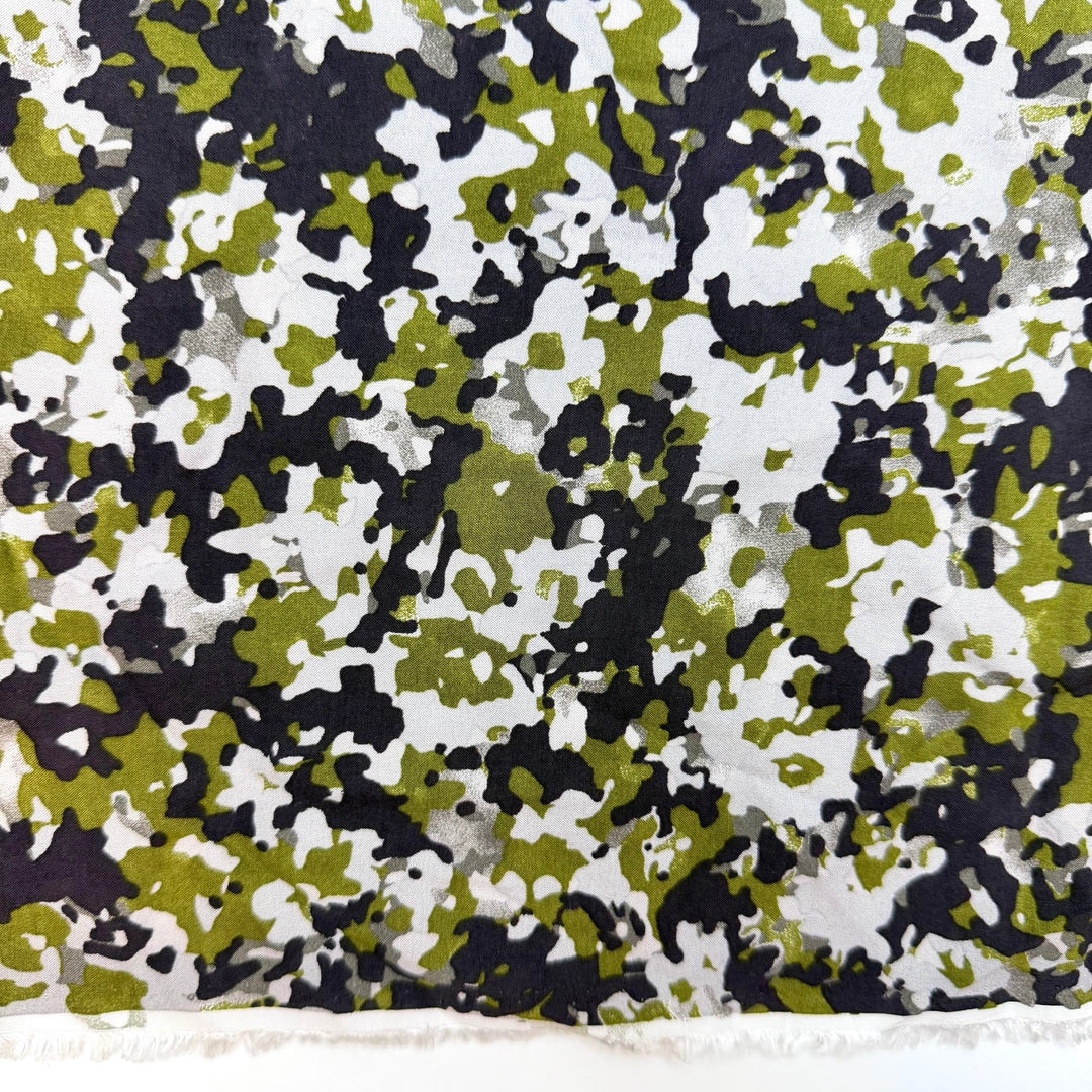 Star Crossed Lovers - Rayon Blend Woven - Green/Black Camo - 1.25M Bundle - True Deadstock fabric Fabric by private - Sustainable Textile | FABCYCLE