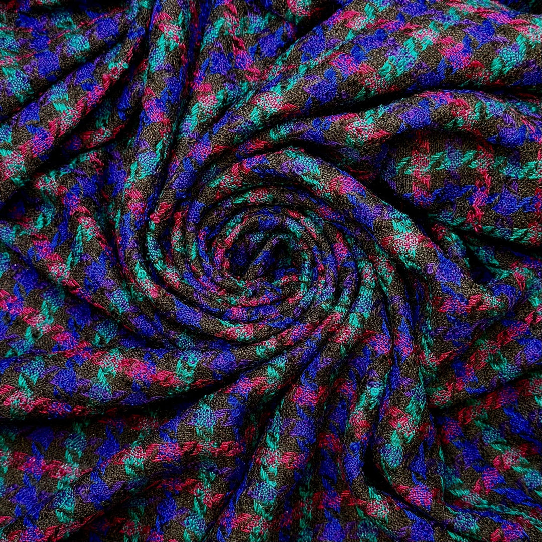 Star Of The Show - Vintage Tweed Wool Woven - Black Multi Plaid - 3.25M Bundle - True Deadstock fabric Fabric by private - Sustainable Textile | FABCYCLE