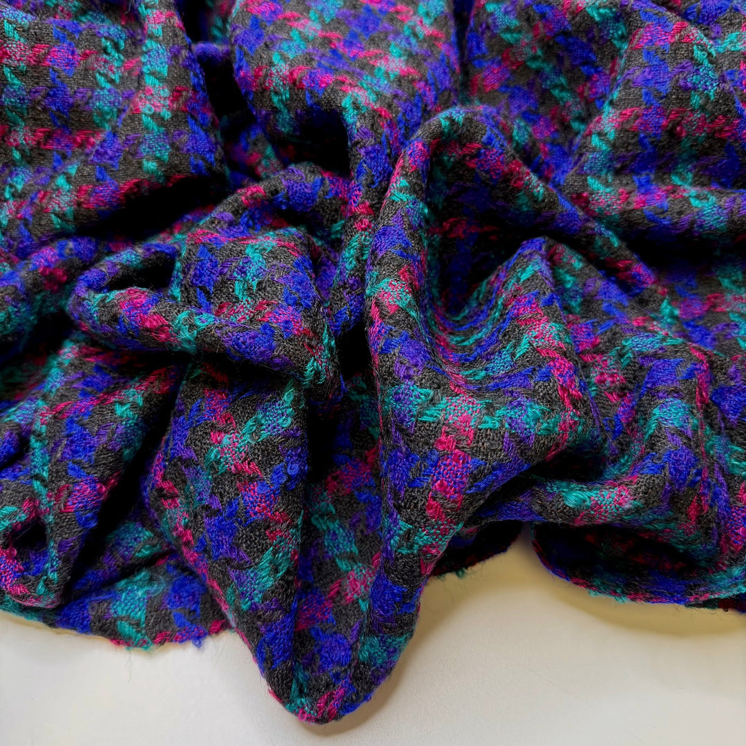 Star Of The Show - Vintage Tweed Wool Woven - Black Multi Plaid - 3.25M Bundle - True Deadstock fabric Fabric by private - Sustainable Textile | FABCYCLE