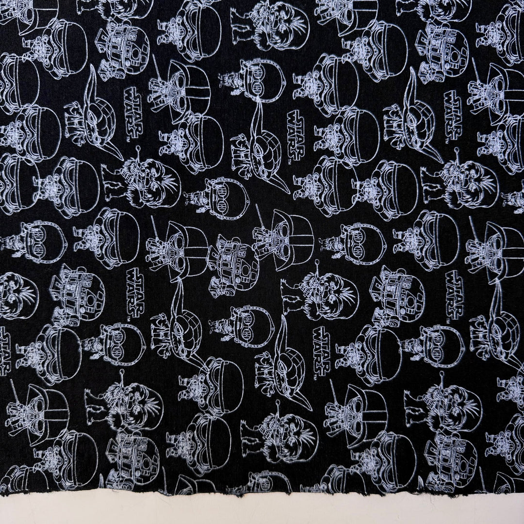 Stars Change With The Seasons - French Terry Bamboo Blend Knit - Black/White Star Wars - 0.65M Bundle - True Deadstock fabric Fabric by private - Sustainable Textile | FABCYCLE