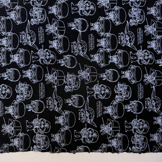 Stars Change With The Seasons - French Terry Bamboo Blend Knit - Black/White Star Wars - 0.65M Bundle - True Deadstock fabric Fabric by private - Sustainable Textile | FABCYCLE