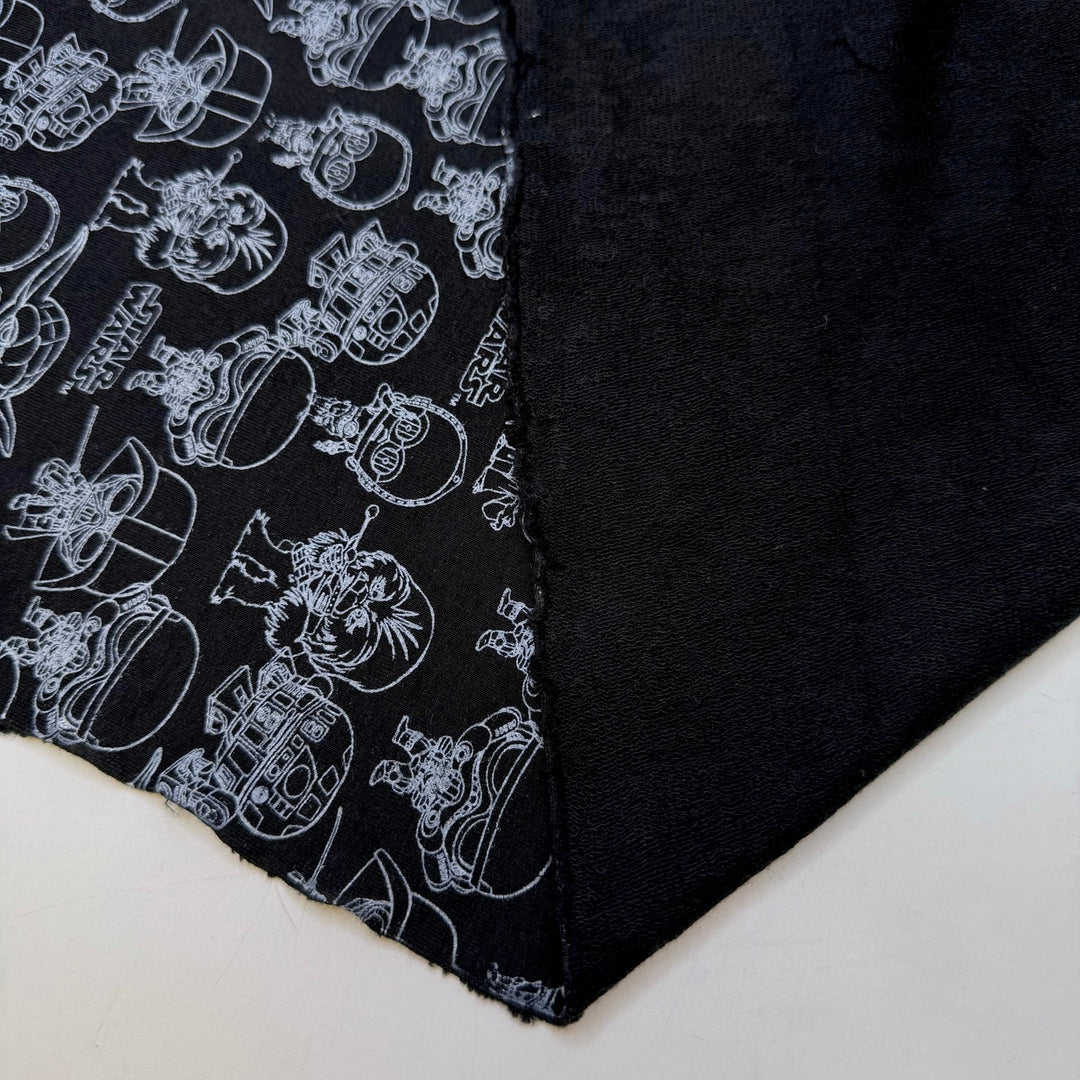 Stars Change With The Seasons - French Terry Bamboo Blend Knit - Black/White Star Wars - 0.65M Bundle - True Deadstock fabric Fabric by private - Sustainable Textile | FABCYCLE