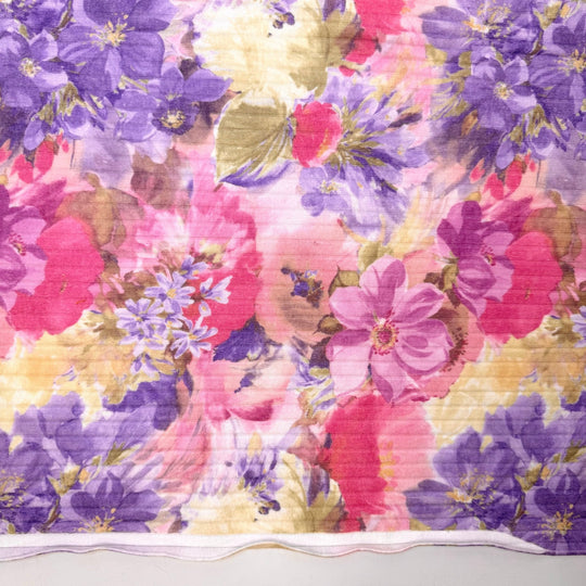 Stem And Leaf Plot - Rib Knit Polyester Blend Knit - Light Purple/Pink Floral - 1.7M Bundle - True Deadstock fabric Fabric by private - Sustainable Textile | FABCYCLE