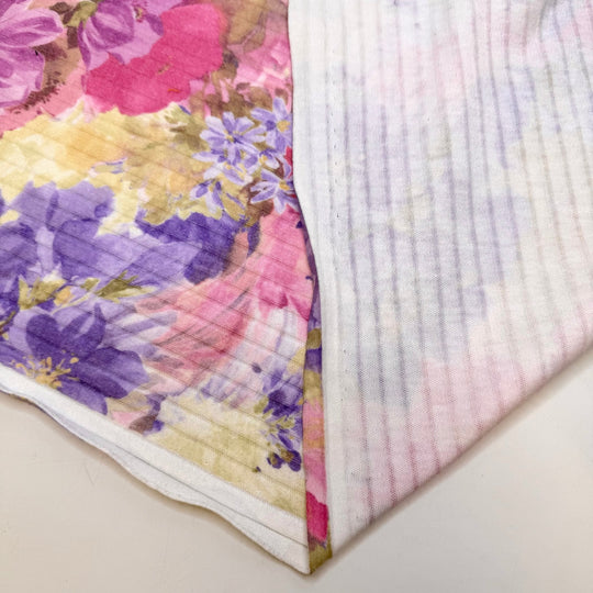 Stem And Leaf Plot - Rib Knit Polyester Blend Knit - Light Purple/Pink Floral - 1.7M Bundle - True Deadstock fabric Fabric by private - Sustainable Textile | FABCYCLE