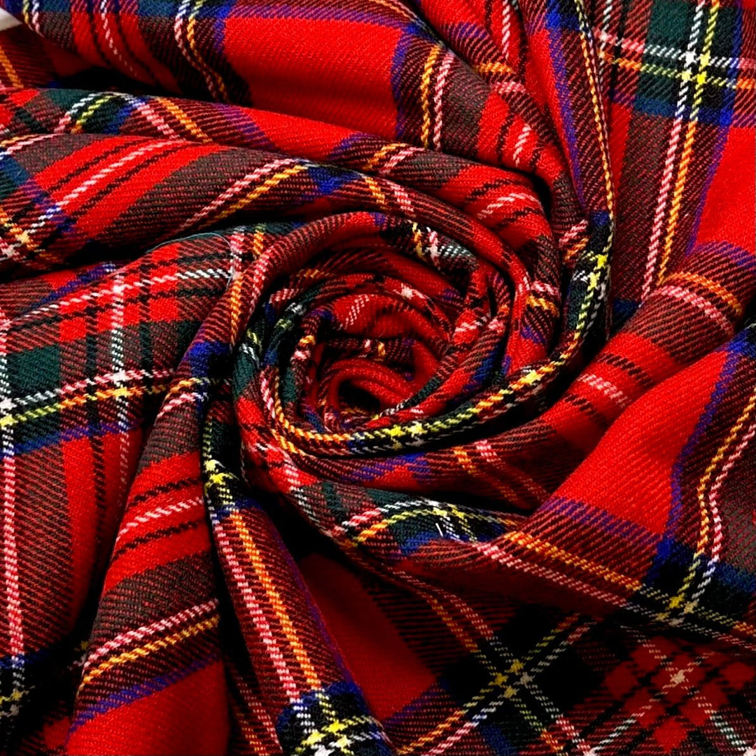 Stereotypical Plaid - Wool Woven - Red Multi Plaid - 4.1M Bundle - True Deadstock fabric Fabric by private - Sustainable Textile | FABCYCLE