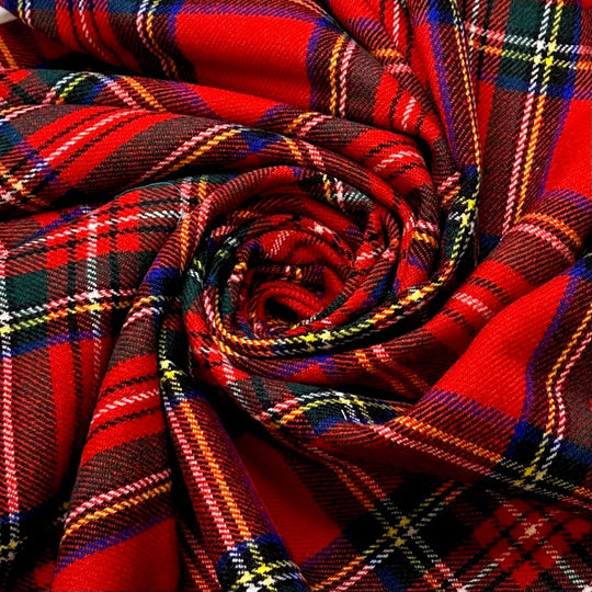 Stereotypical Plaid - Wool Woven - Red Multi Plaid - 4.1M Bundle - True Deadstock fabric Fabric by private - Sustainable Textile | FABCYCLE