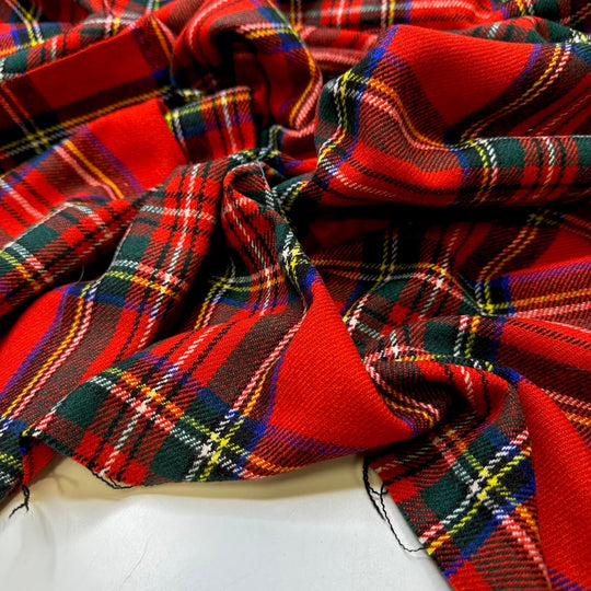 Stereotypical Plaid - Wool Woven - Red Multi Plaid - 4.1M Bundle - True Deadstock fabric Fabric by private - Sustainable Textile | FABCYCLE