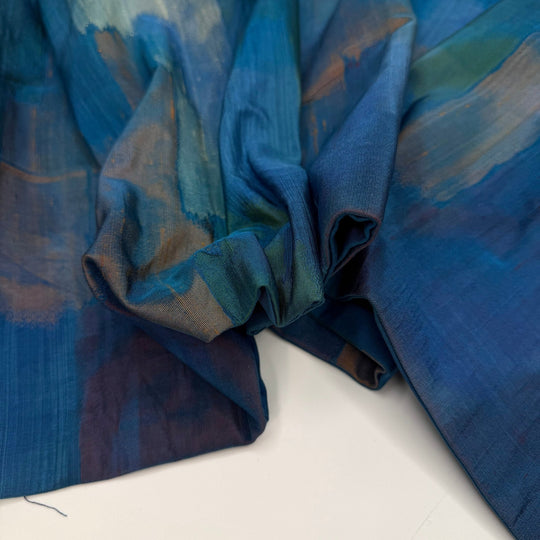 Stop Me If You Heard This Already - Taffeta Silk Woven - Teal Multi Abstract - 3.3M Bundle - True Deadstock fabric Fabric by private - Sustainable Textile | FABCYCLE