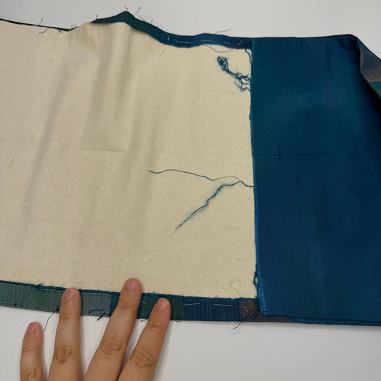 Stop Me If You Heard This Already - Taffeta Silk Woven - Teal Multi Abstract - 3.3M Bundle - True Deadstock fabric Fabric by private - Sustainable Textile | FABCYCLE