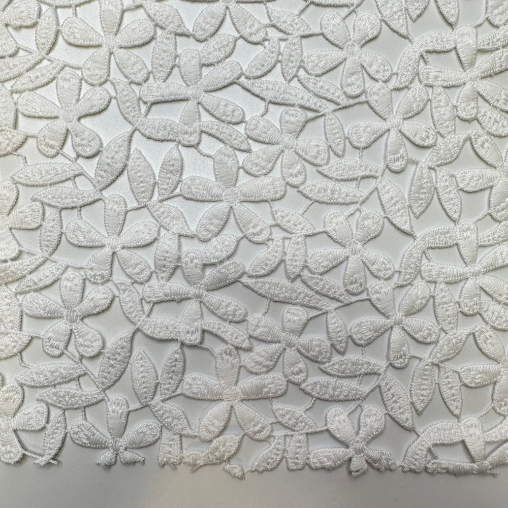Stopping To Smell The Flowers - Lace Polyester Blend Woven - White Floral - 1M Bundle - True Deadstock fabric Fabric by private - Sustainable Textile | FABCYCLE
