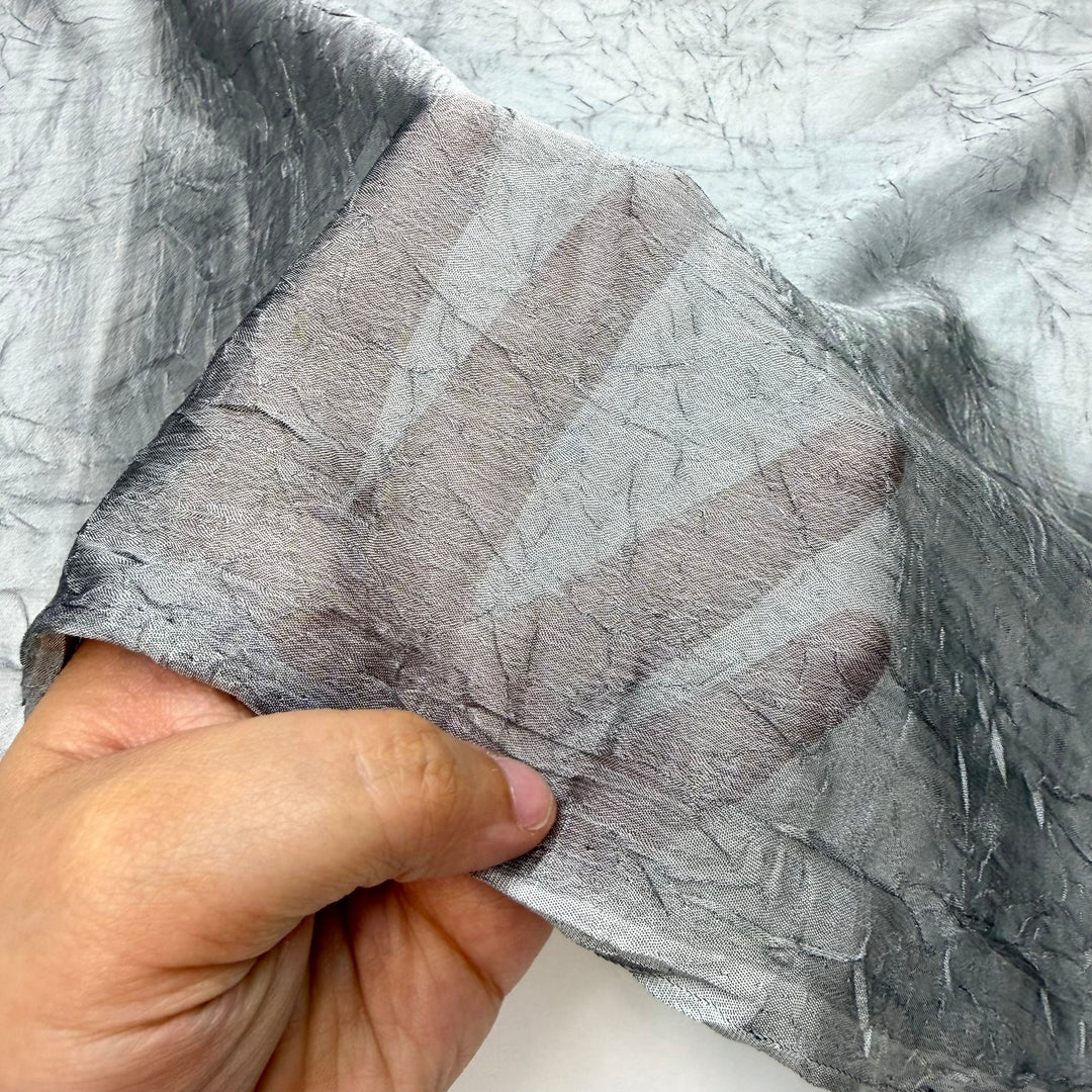 Storm Season - Crinkle Chiffon Polyester Blend Woven - Silver - 1.8M Bundle - True Deadstock fabric Fabric by private - Sustainable Textile | FABCYCLE